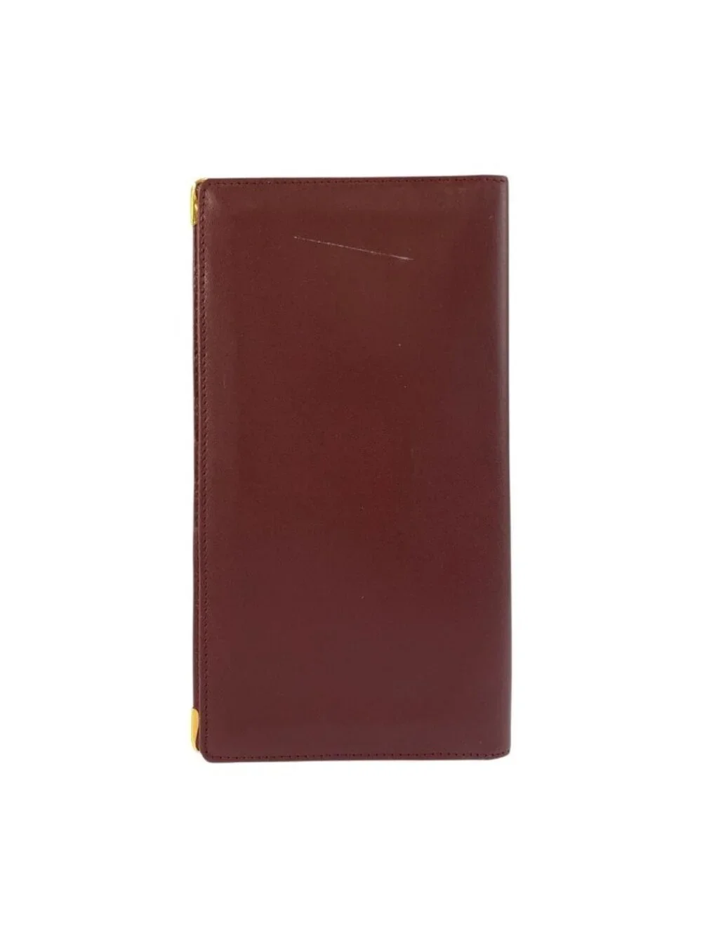 Cartier Must Line Bordeaux Gold Leather Wallet Billfold